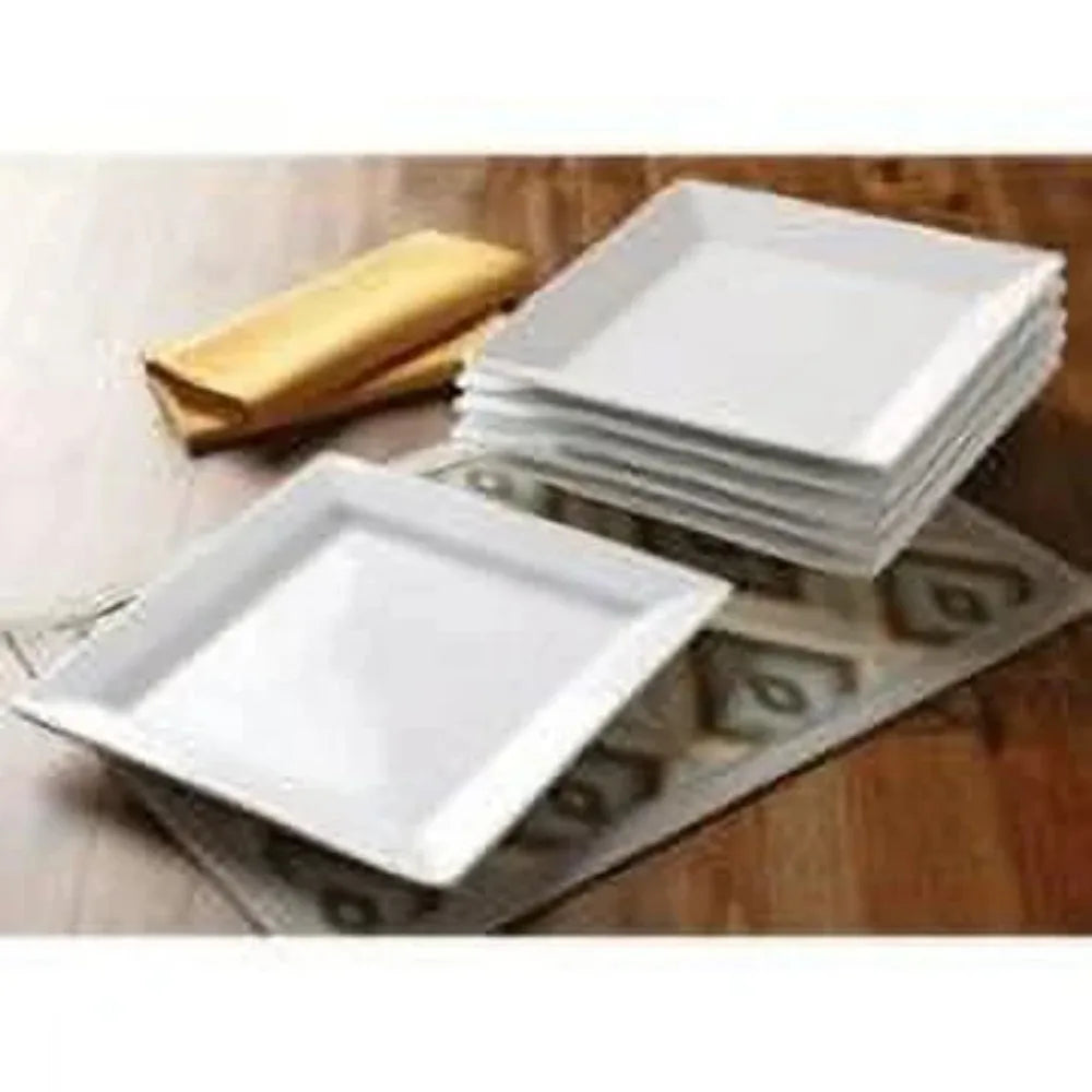 Square Porcelain Dinnerware 16 Piece White Oven Safe 450F
