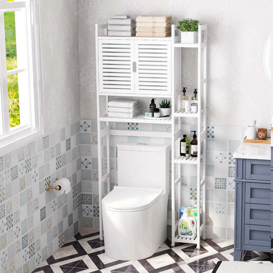 Bamboo Over The Toilet Bathroom Cabinet Storage Rack Space Saver 4 Tier Shelves