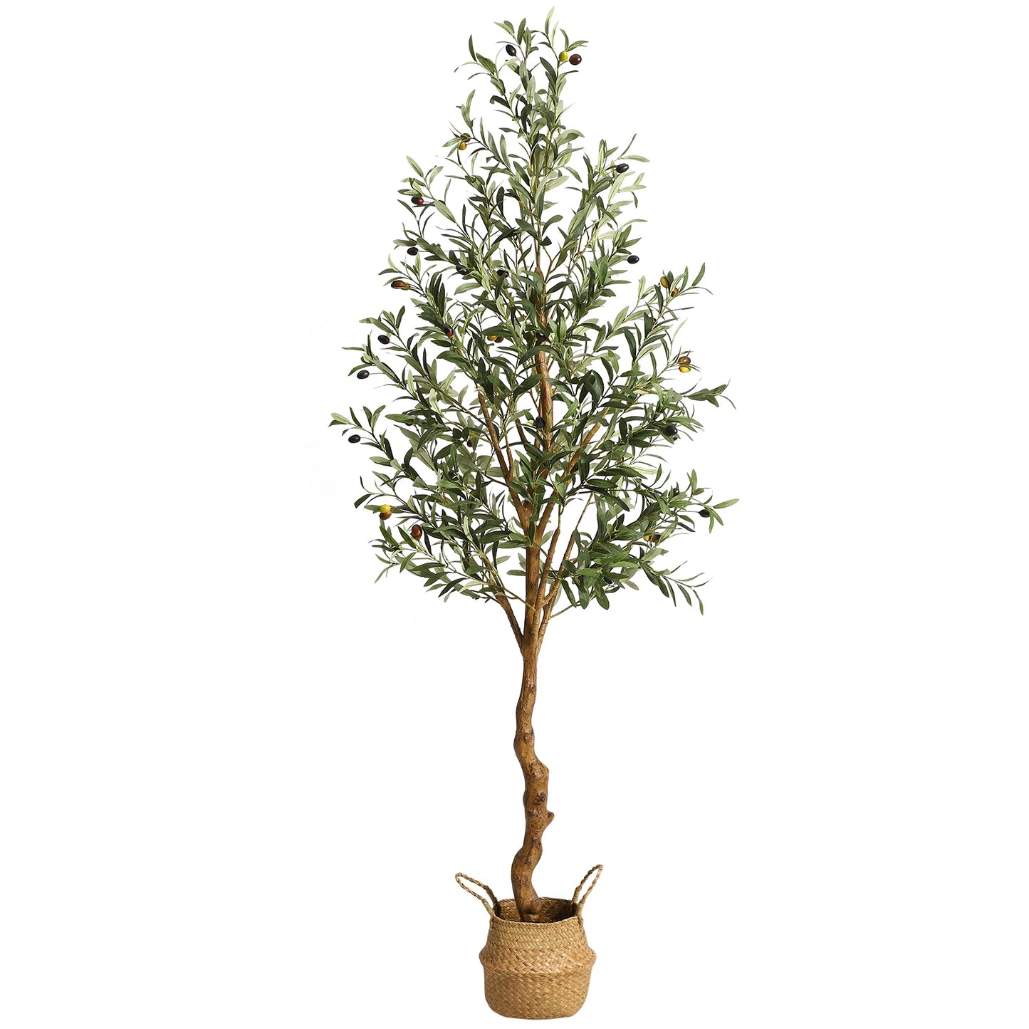 Artificial Olive Tree Silk Potted With Natural Wood Trunk