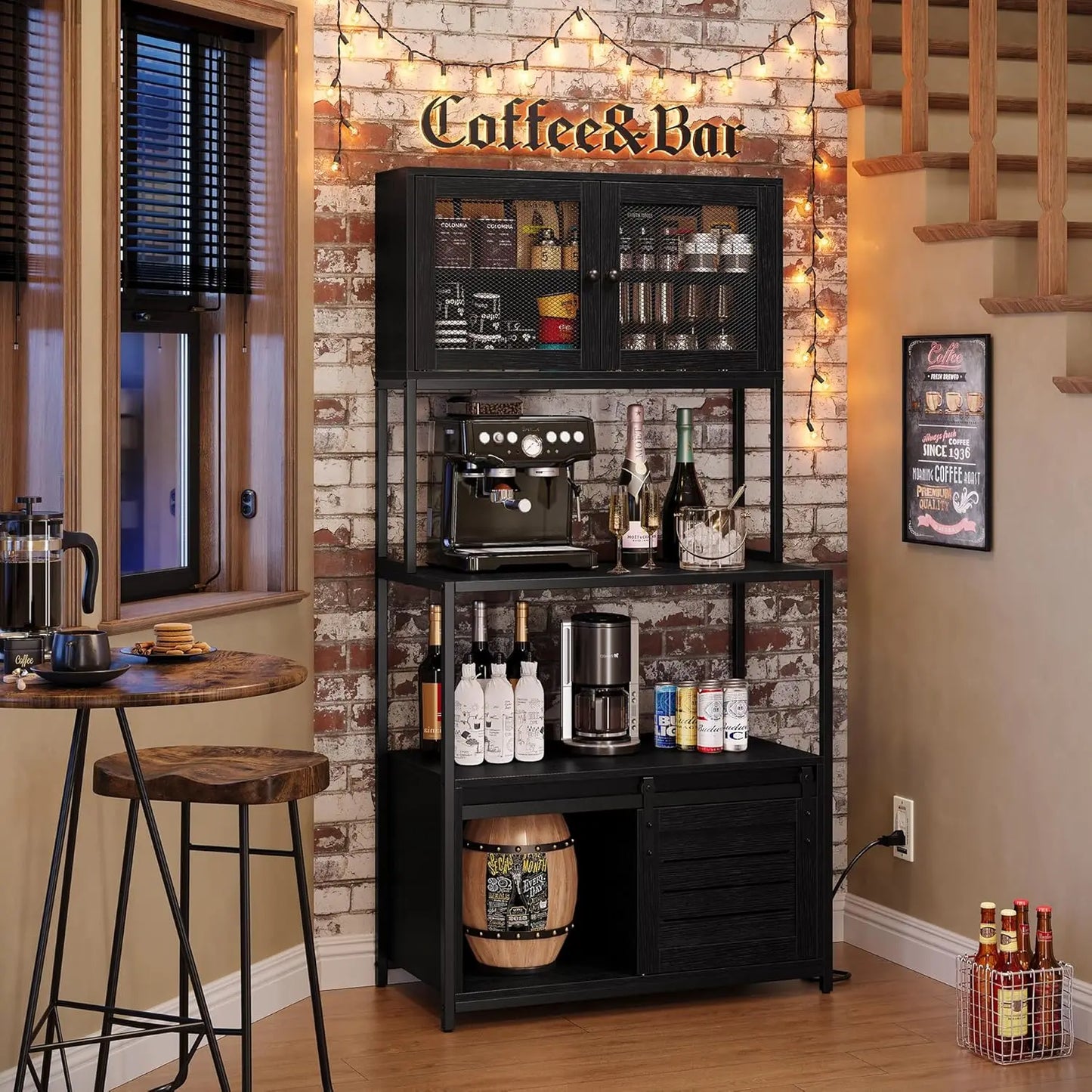 6 Tier Kitchen Bakers Rack With Power Outlet And Shelves
