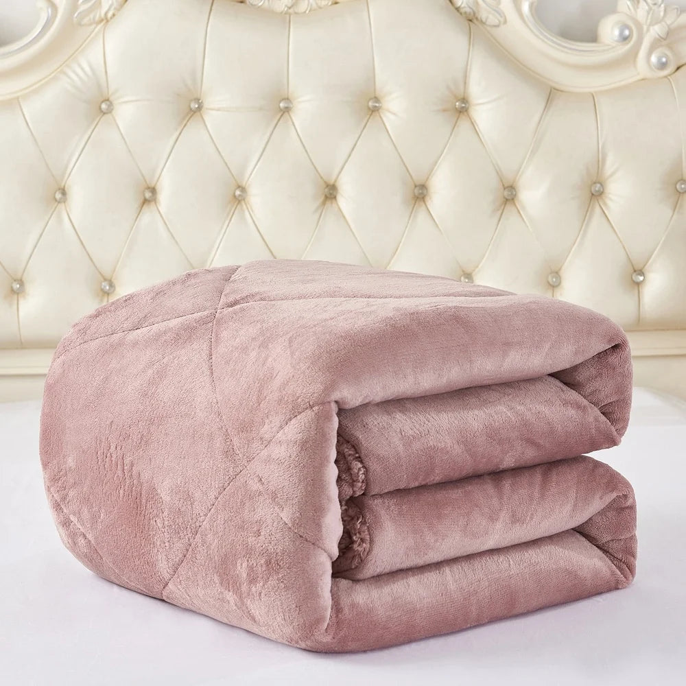 Reversible Sherpa Fleece Bed Blanket 3 Piece Set With Shams