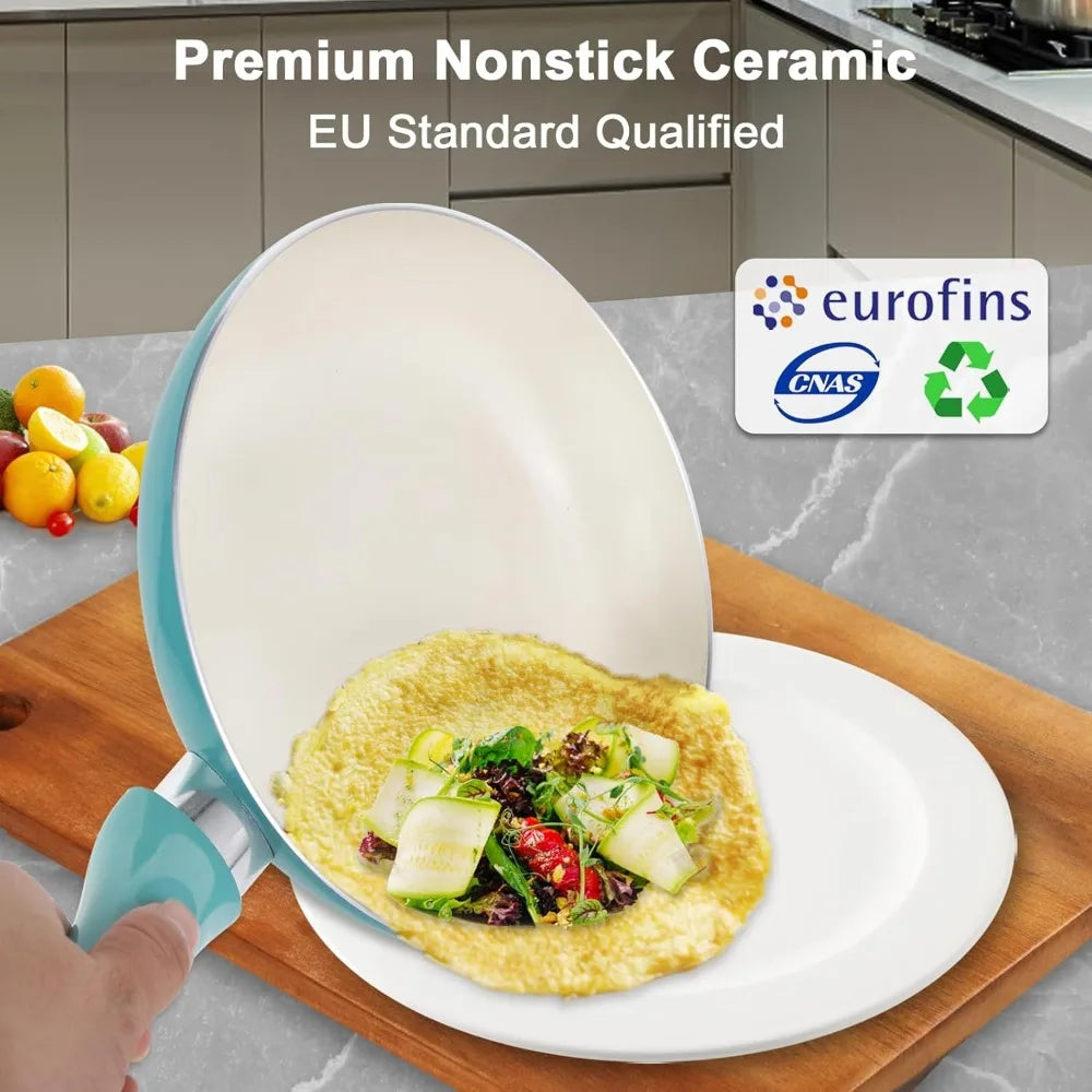 Nonstick Ceramic 11 Piece Cookware Set Induction Compatible