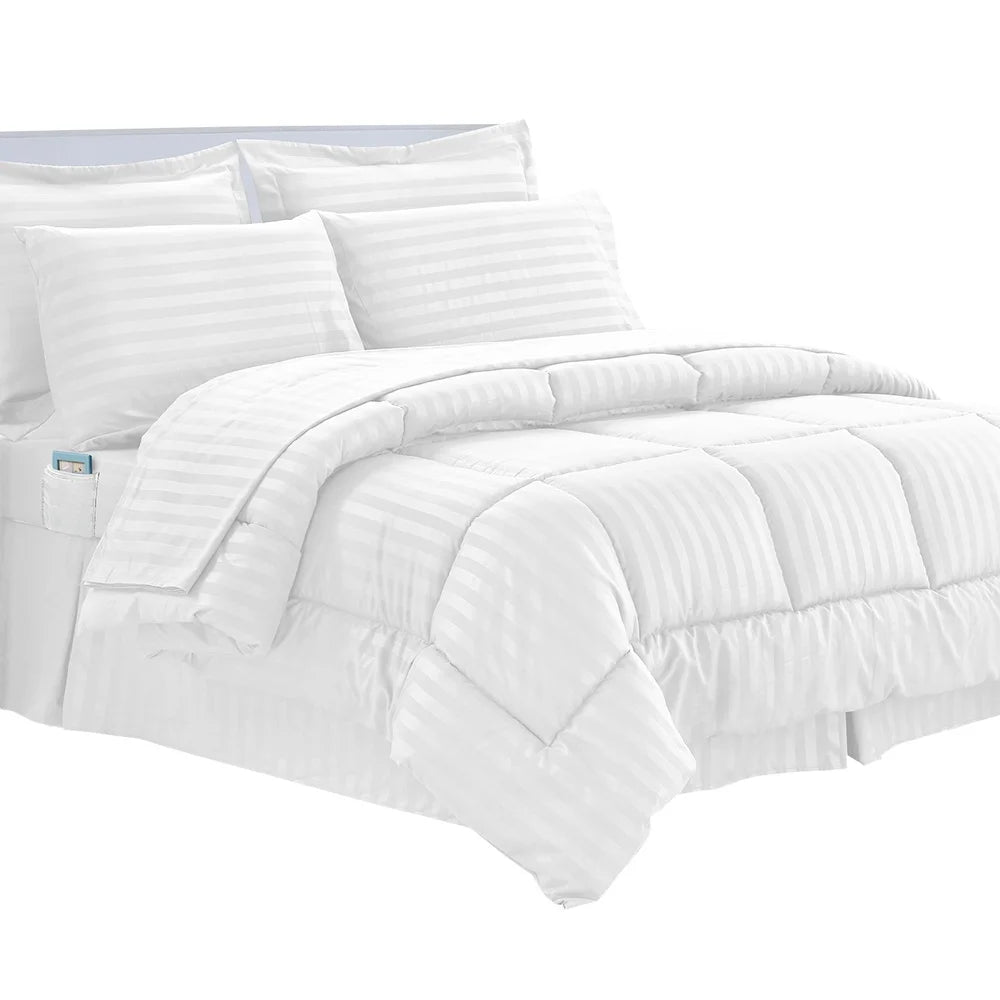 Silky Allergy Friendly Dobby Stripe Microfiber Bed In A Bag