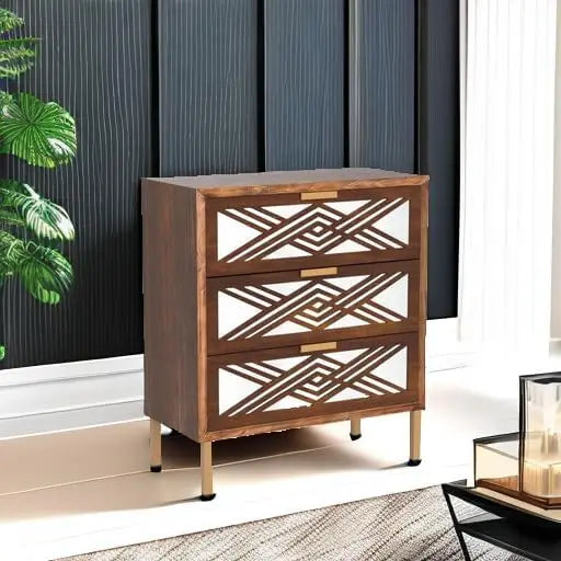 3 Drawer Dresser With Mirror Fronts Modern Farmhouse Chest