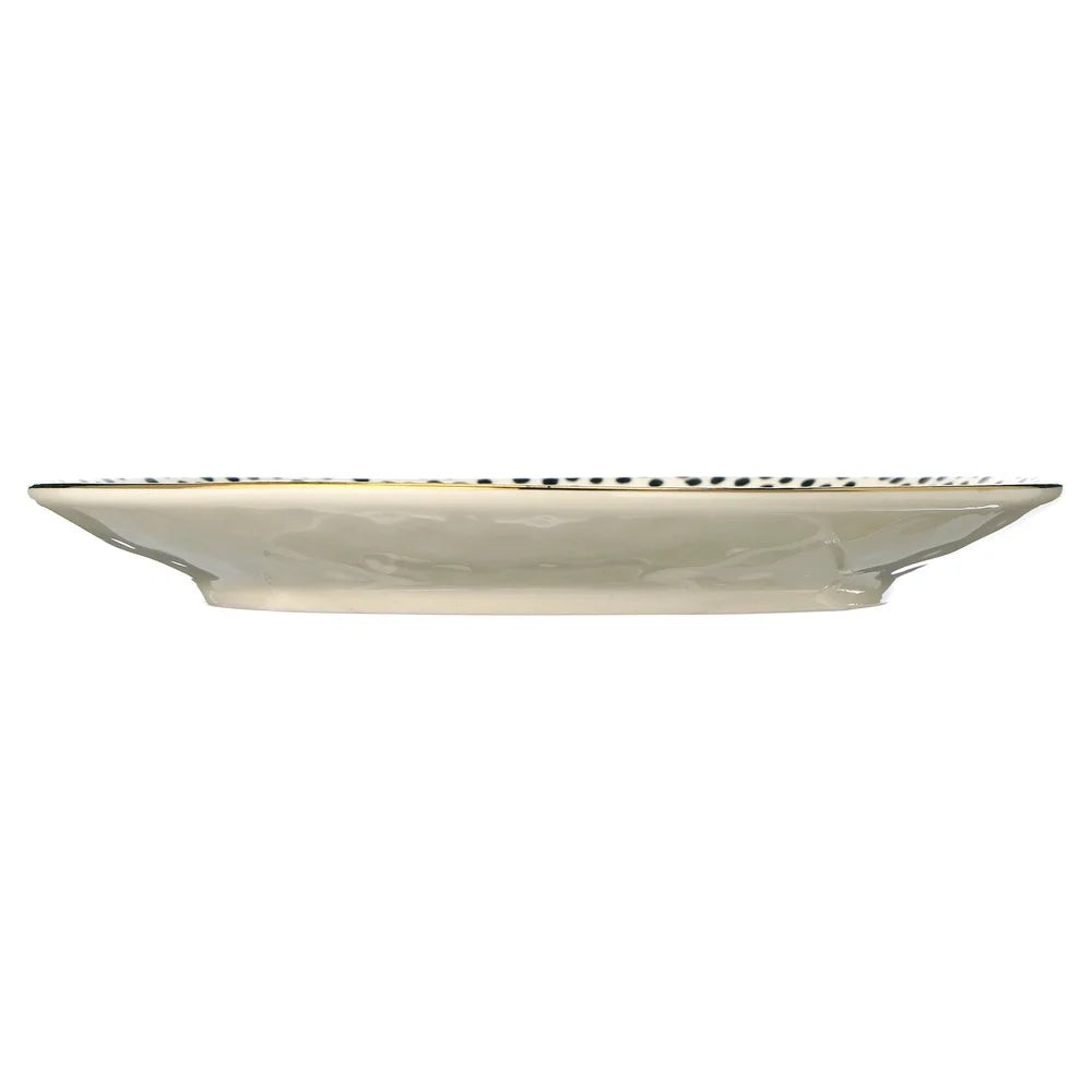 Stoneware 12 Dinnerware Set Black White Dot Collection