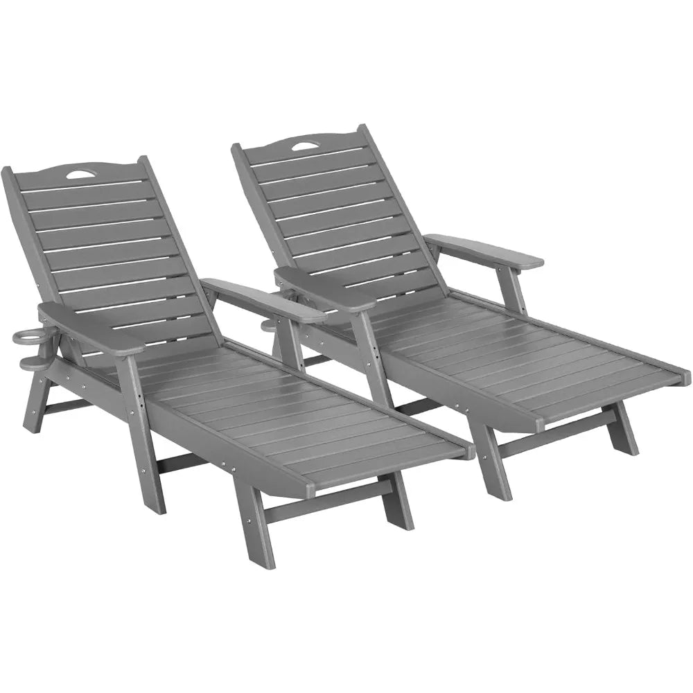 Outdoor Chaise Lounge 5 Position Adjustable Backrest Garden