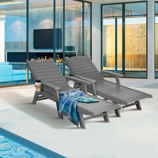 Outdoor Chaise Lounge 5 Position Adjustable Backrest Garden