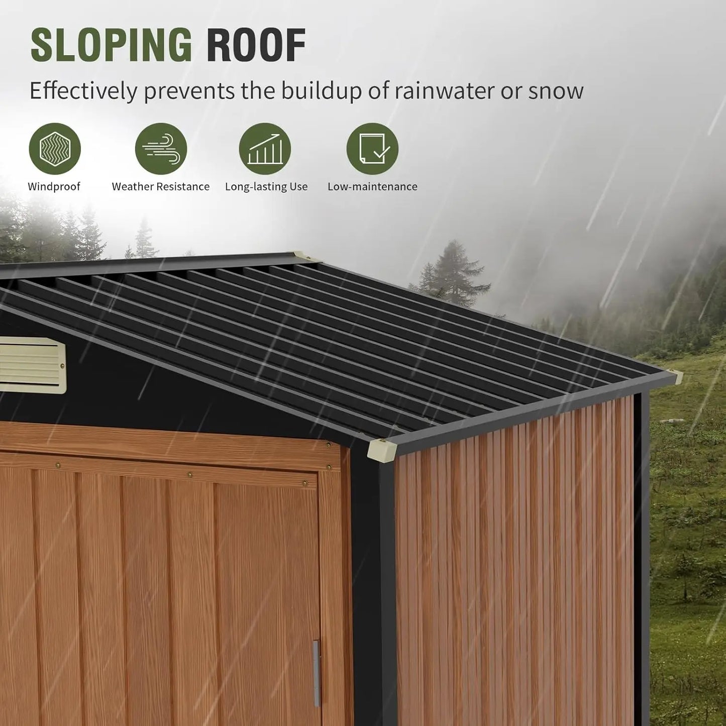 Outdoor Storage Shed 6x4 Ft, Lockable Metal Garden Shed with Window, Tool Shed Tiny House Vertical Storage Building ,Patio, Bike