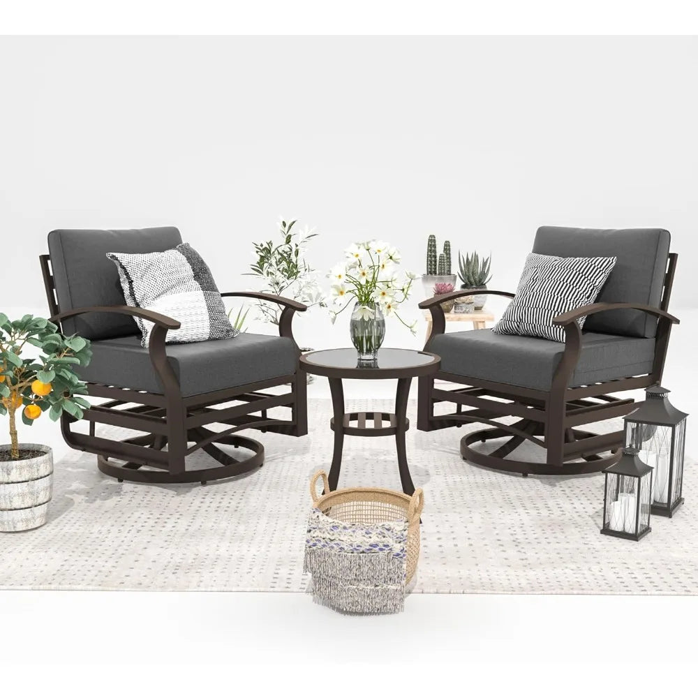 All Aluminum Outdoor Patio Furniture Set Swivel Chairs