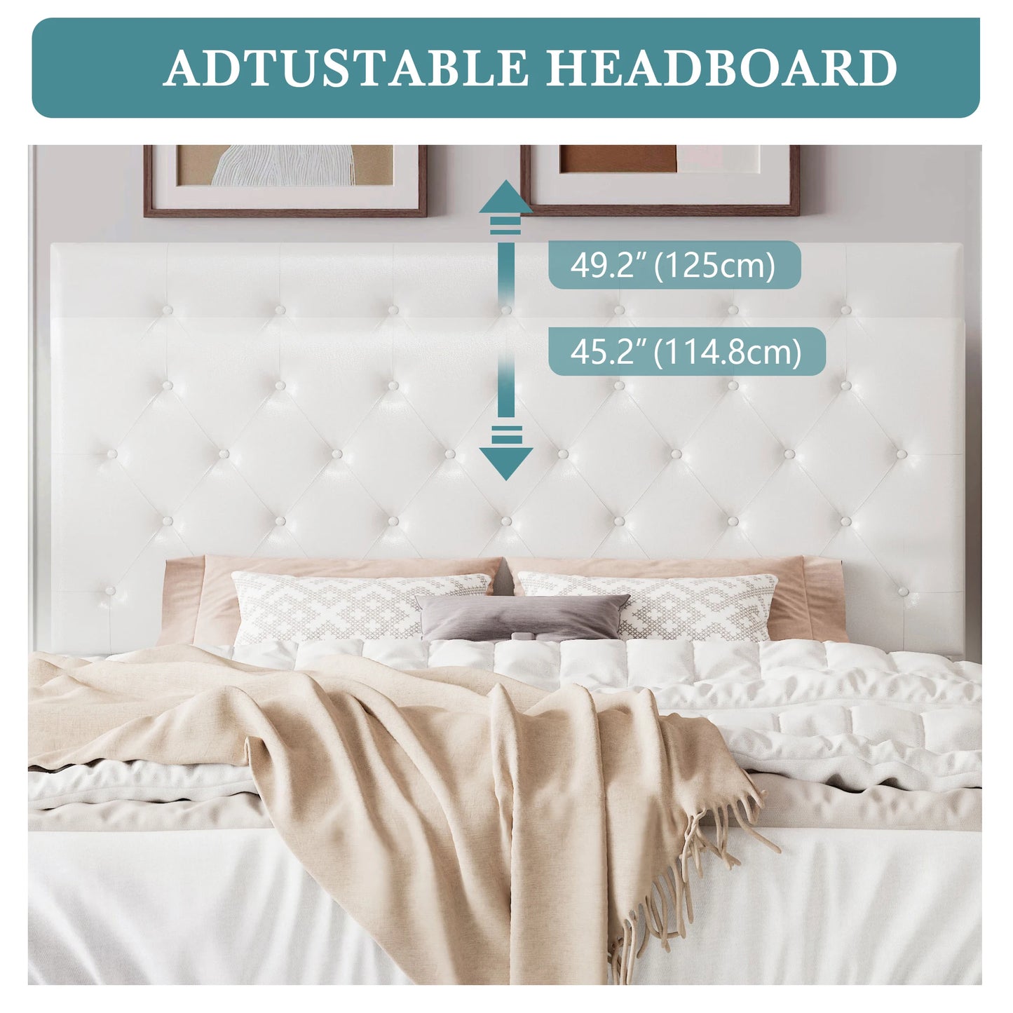 Hoomic Platform Bed Frame With Adjustable Headboard