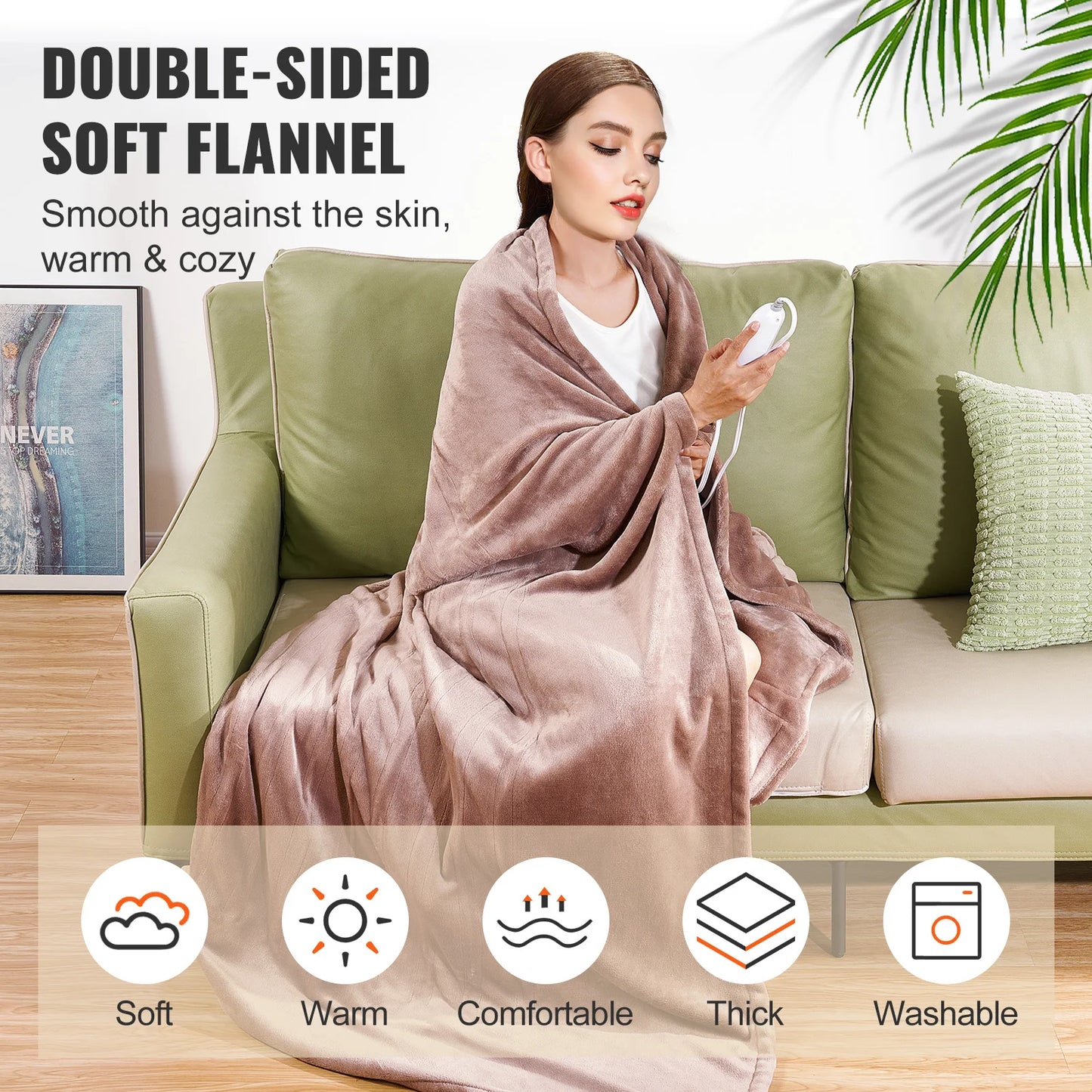 SucceBuy King Size Heated Blanket 100 By 90 Timer Auto Off