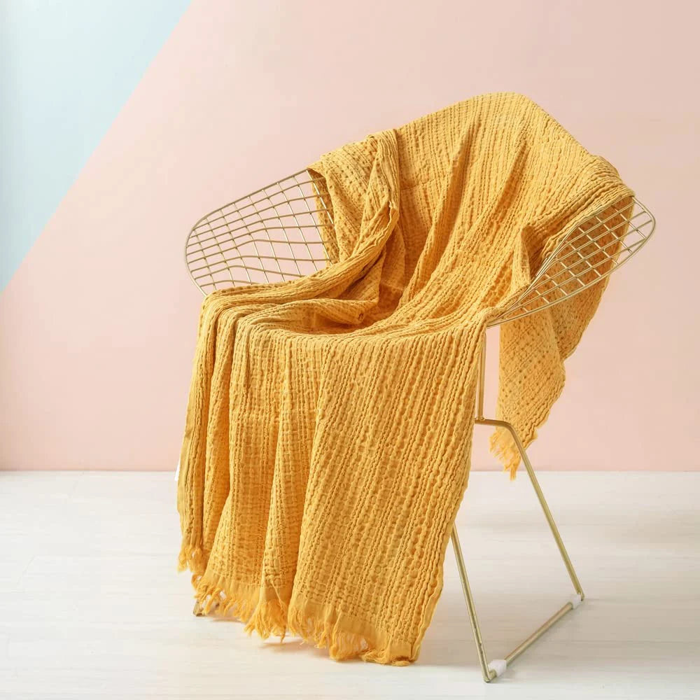 Simple Opulence Winter Cotton Throw Blanket Tassels
