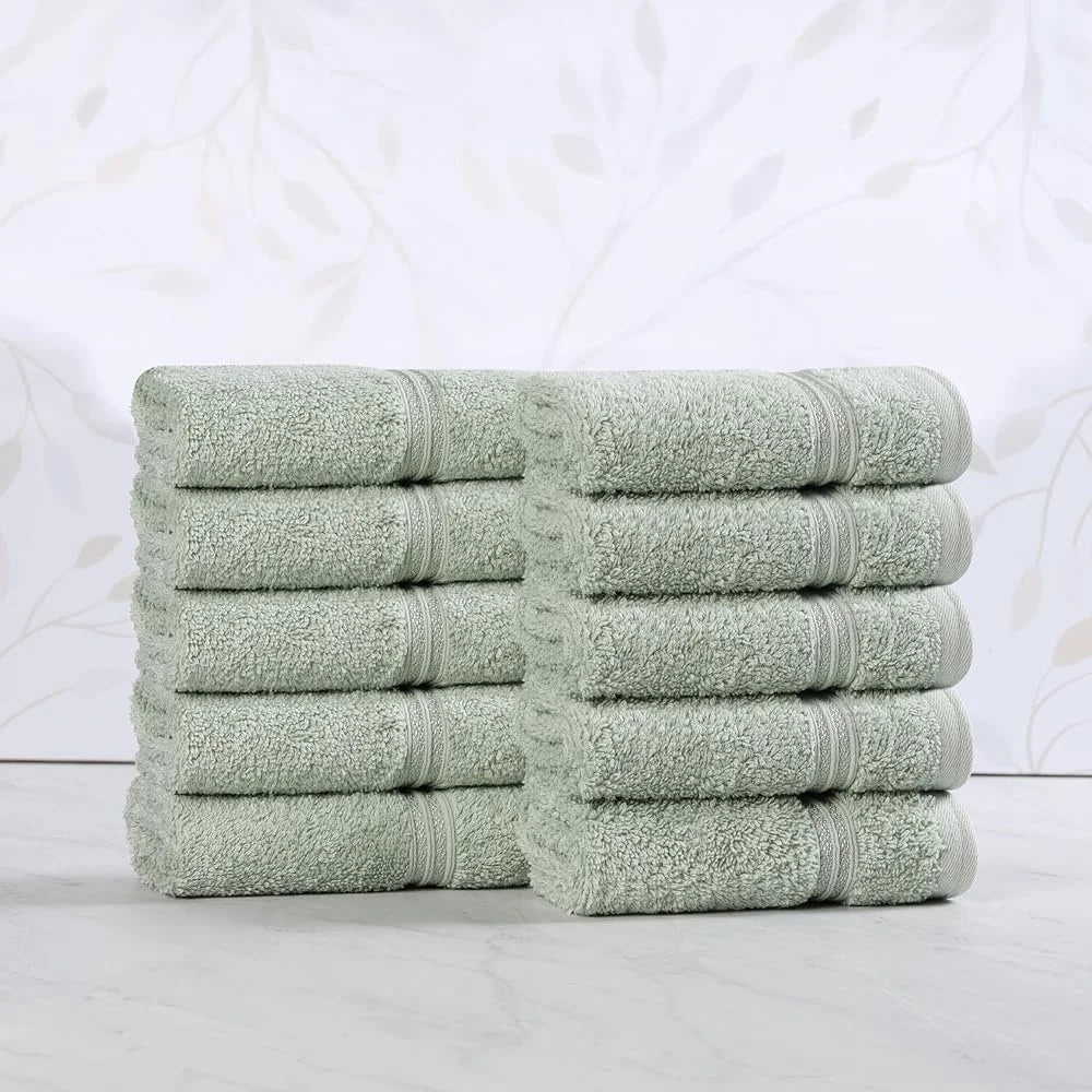 Egyptian Cotton Face Towel Set 10 Piece Quick Dry Absorbent