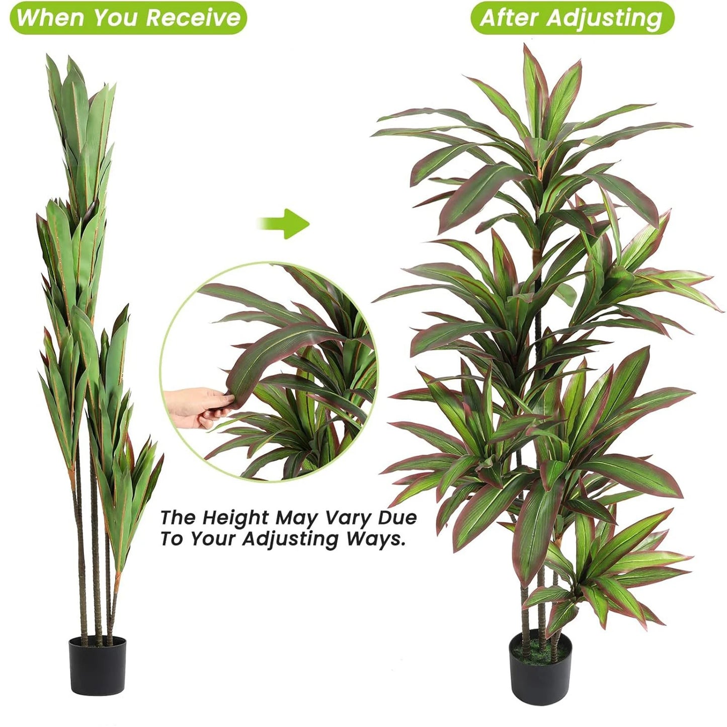 Artificial Dracaena Plant Fake Tree In Pot With Branches