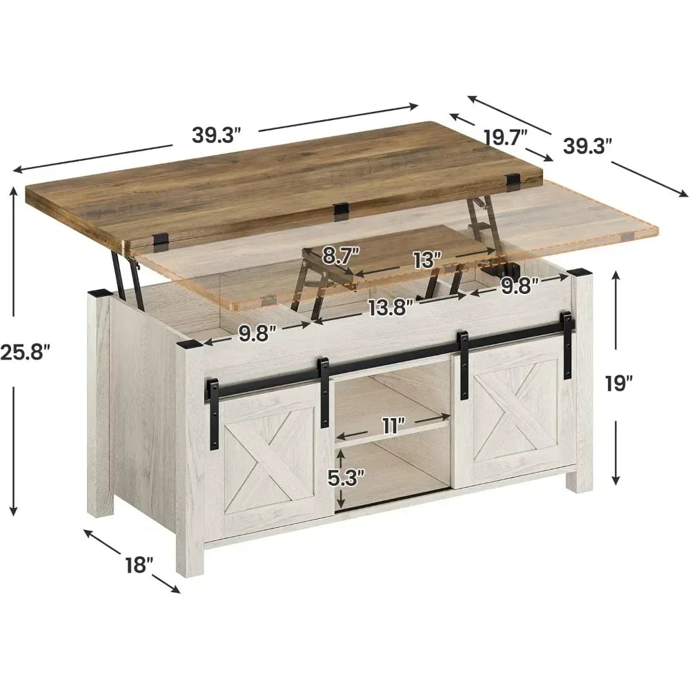 Lift Top Coffee Table, 4 in 1 Multi-Function Convertible Coffee Tables with Storage and Hidden Compartment