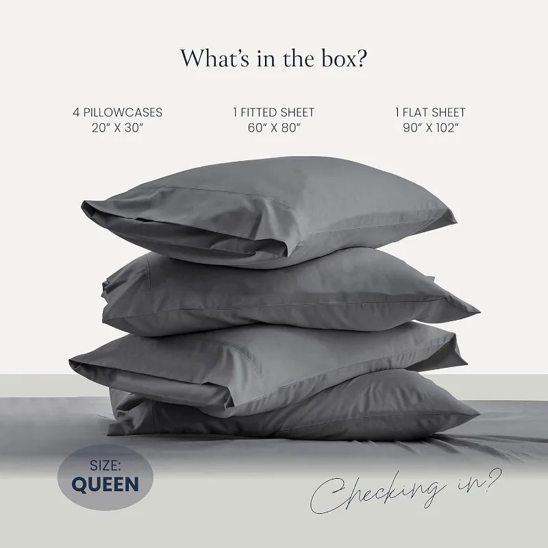 Luxury 6 Piece Queen Bed Sheets Pillowcases Wrinkle Free