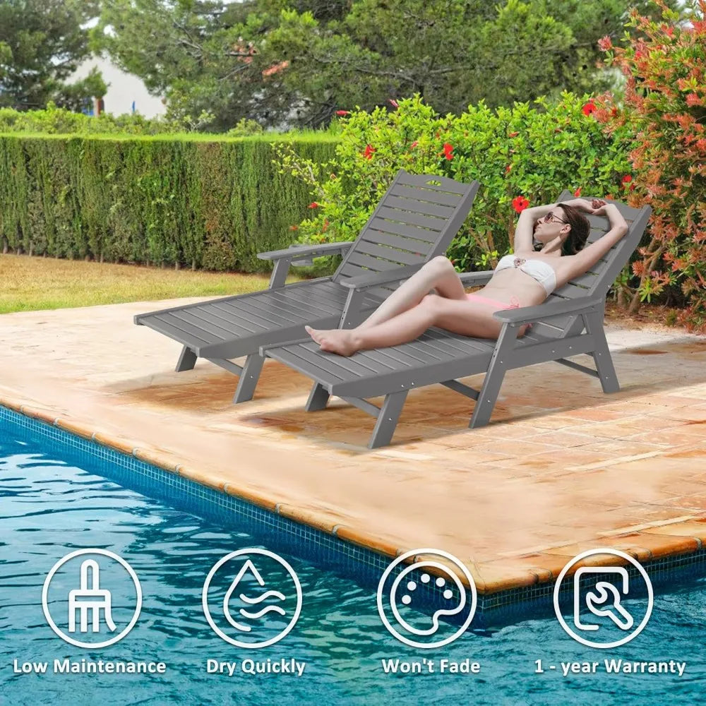 Outdoor Chaise Lounge 5 Position Adjustable Backrest Garden