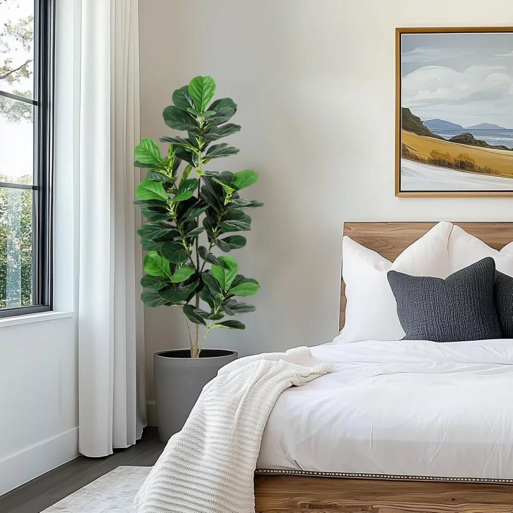 Artificial Fiddle Leaf Fig Tree FourFt FiveFt SixFt Tall Pot