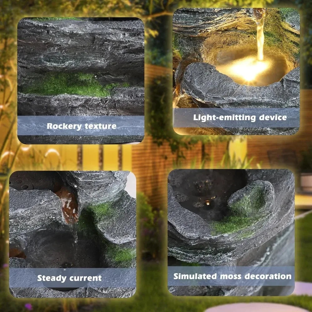 7 Tier Cascading Rock Waterfall Fountain With LED Lights