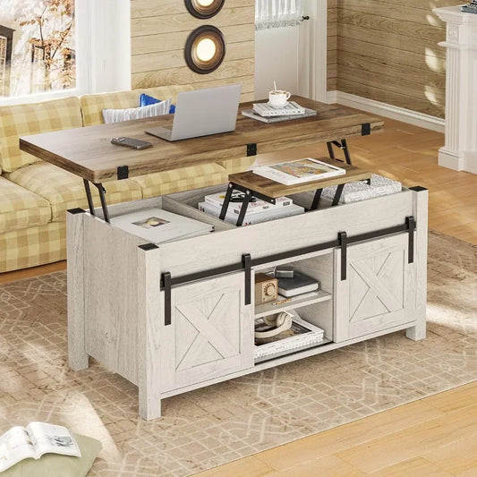 Lift Top Coffee Table, 4 in 1 Multi-Function Convertible Coffee Tables with Storage and Hidden Compartment