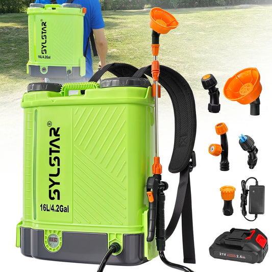 4 Gallon Battery Powered Backpack Sprayer With 5 Nozzles
