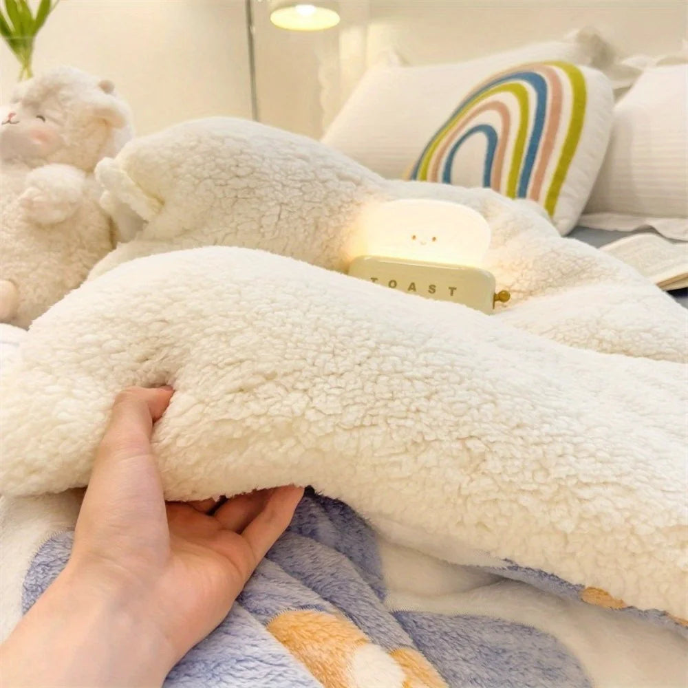 All Season Thickened Lamb Wool Sherpa Quilt Set 3 Pieces