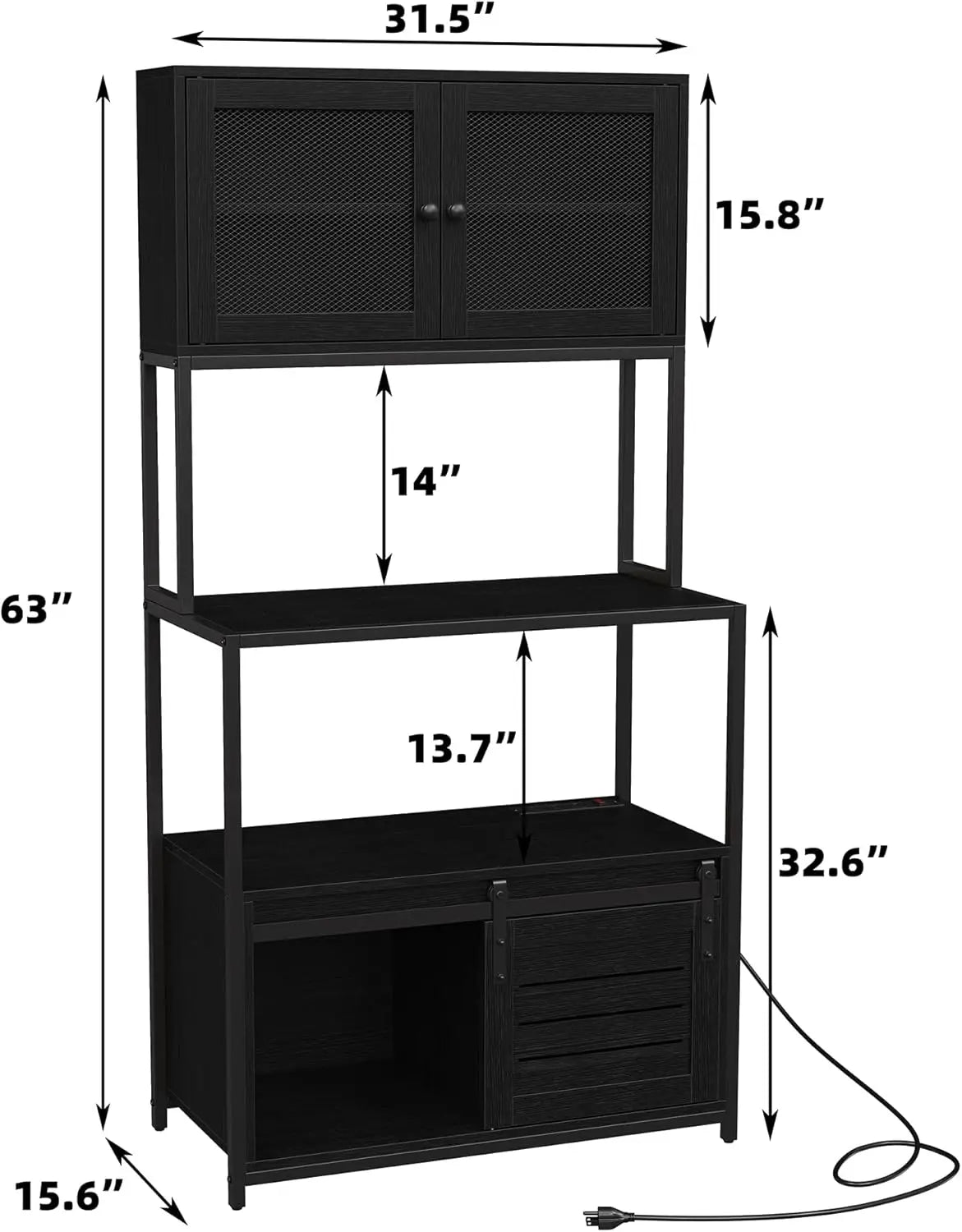 6 Tier Kitchen Bakers Rack With Power Outlet And Shelves