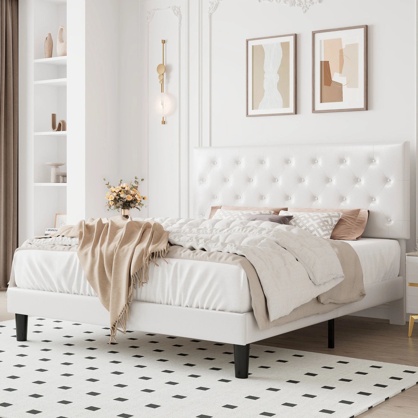 Hoomic Platform Bed Frame With Adjustable Headboard