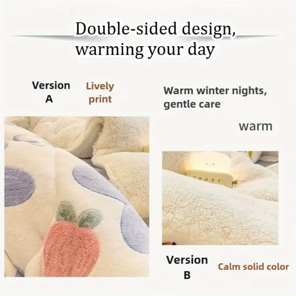 All Season Thickened Lamb Wool Sherpa Quilt Set 3 Pieces