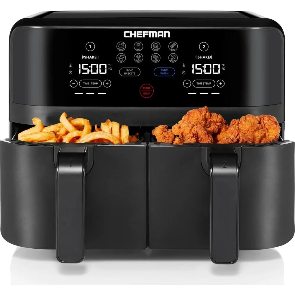 Dual Air Fryer With Double Basket Capacity Digital Controls