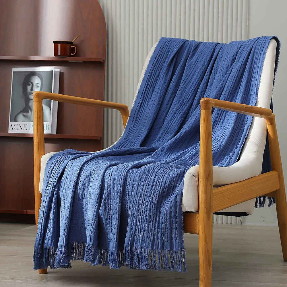 Simple Opulence Winter Cotton Throw Blanket Tassels