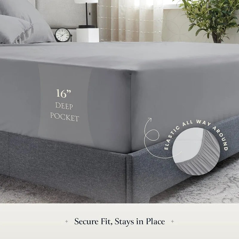 Luxury 6 Piece Queen Bed Sheets Pillowcases Wrinkle Free