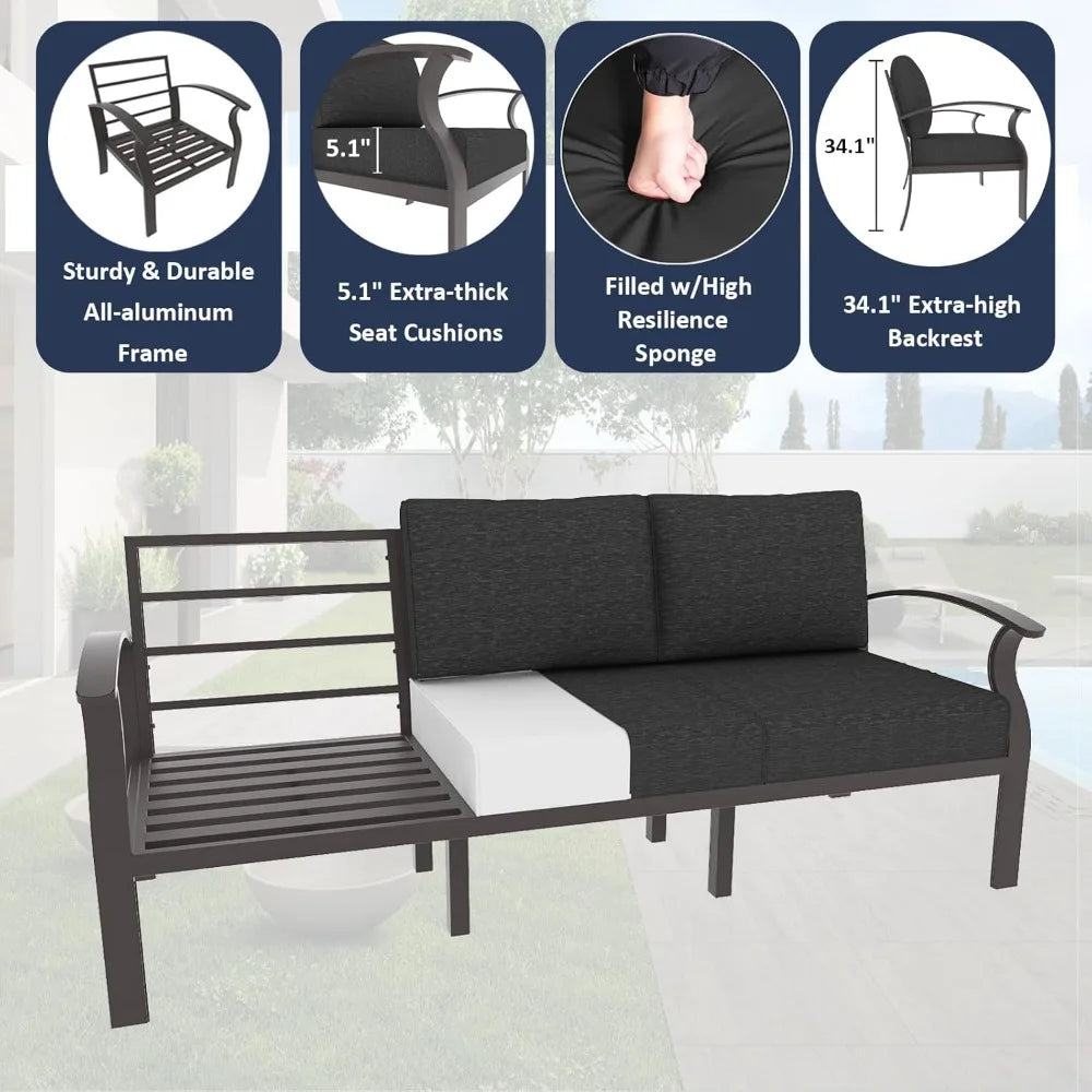 All Aluminum Outdoor Patio Furniture Set Swivel Chairs