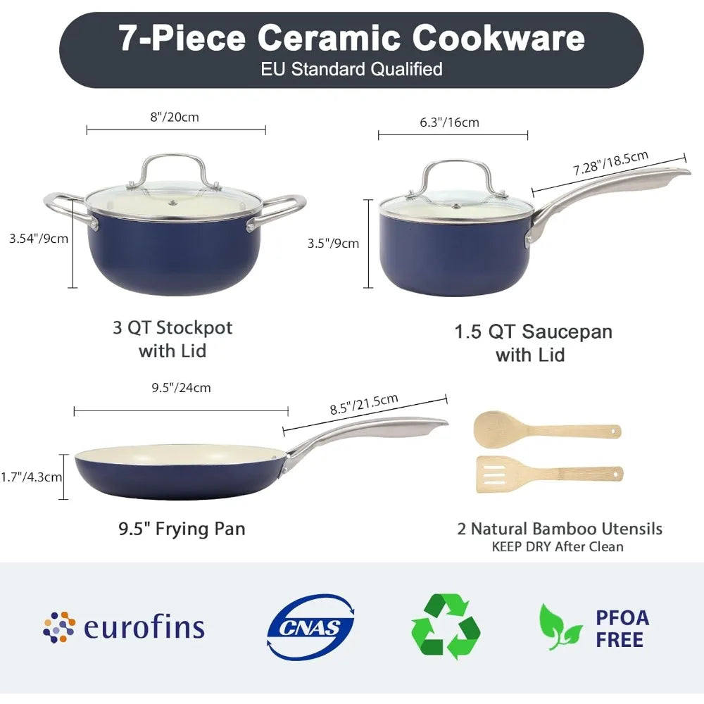 RBXC 7 Piece Ceramic Nonstick Cookware Set Induction Compatible