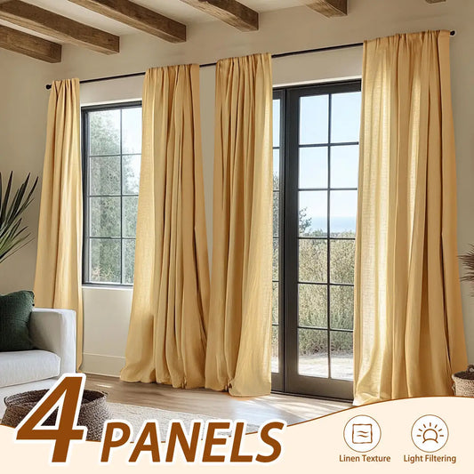 Jinchan Blend Curtains 4Pcs Set Light Filtering Rod Pocket