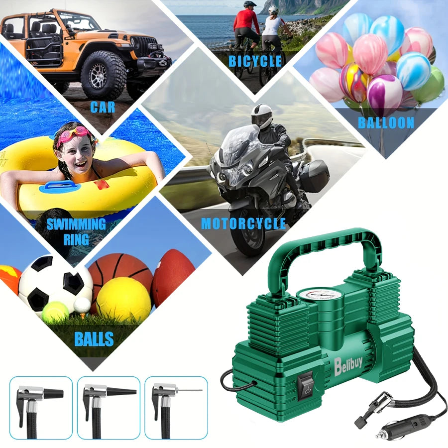 Ultra Fast Car Tire Pump 12V Corded Inflation In 5 Minutes