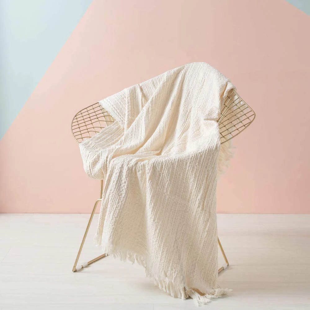 Simple Opulence Winter Cotton Throw Blanket Tassels