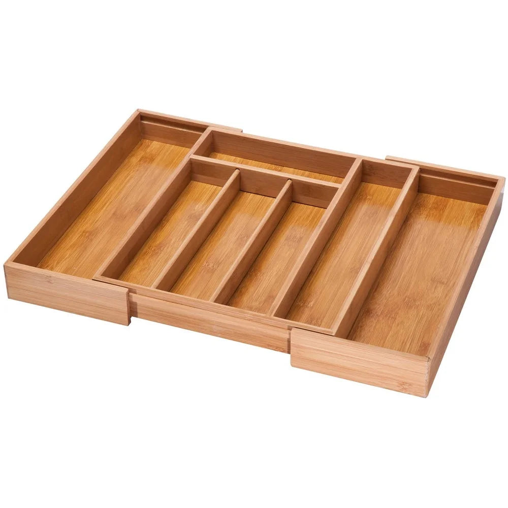 Expandable Bamboo Kitchen Drawer Organizer For Utensils