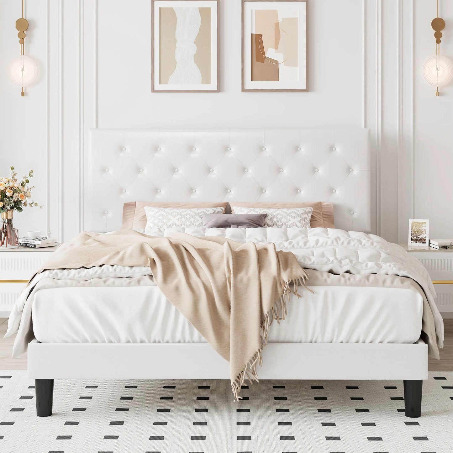 Hoomic Platform Bed Frame With Adjustable Headboard