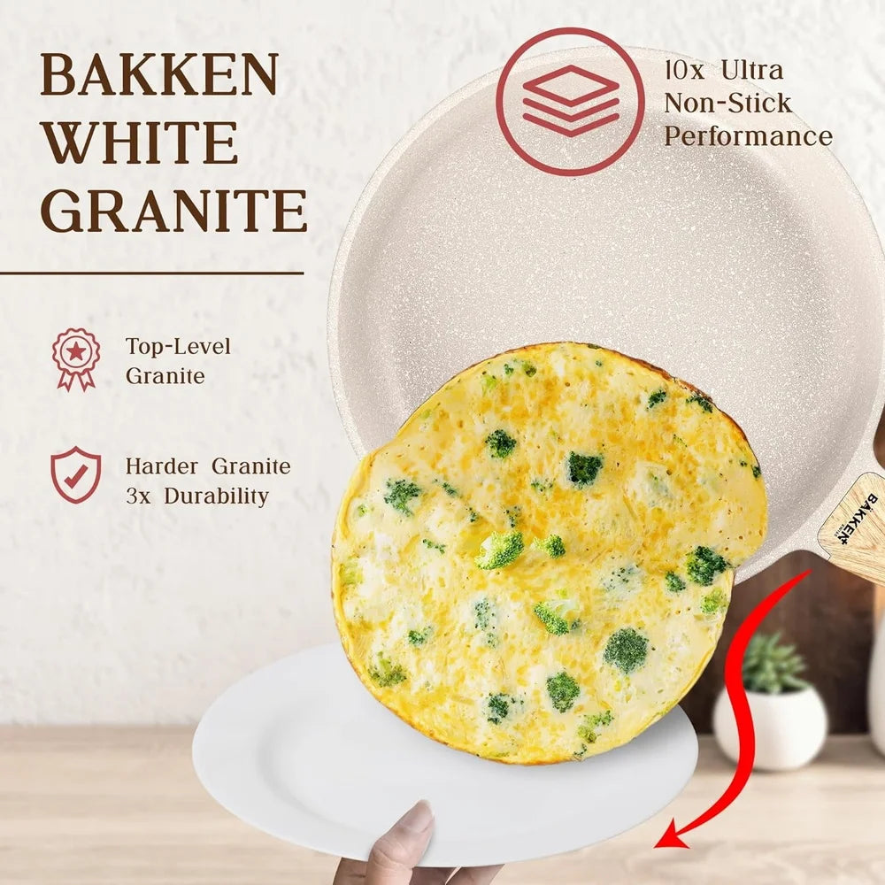 20-Piece Granite Non-Stick Cookware Set Eco-Friendly Kitchen Essential All Stoves Oven-Safe Durable Heat Distribution Easy Clean