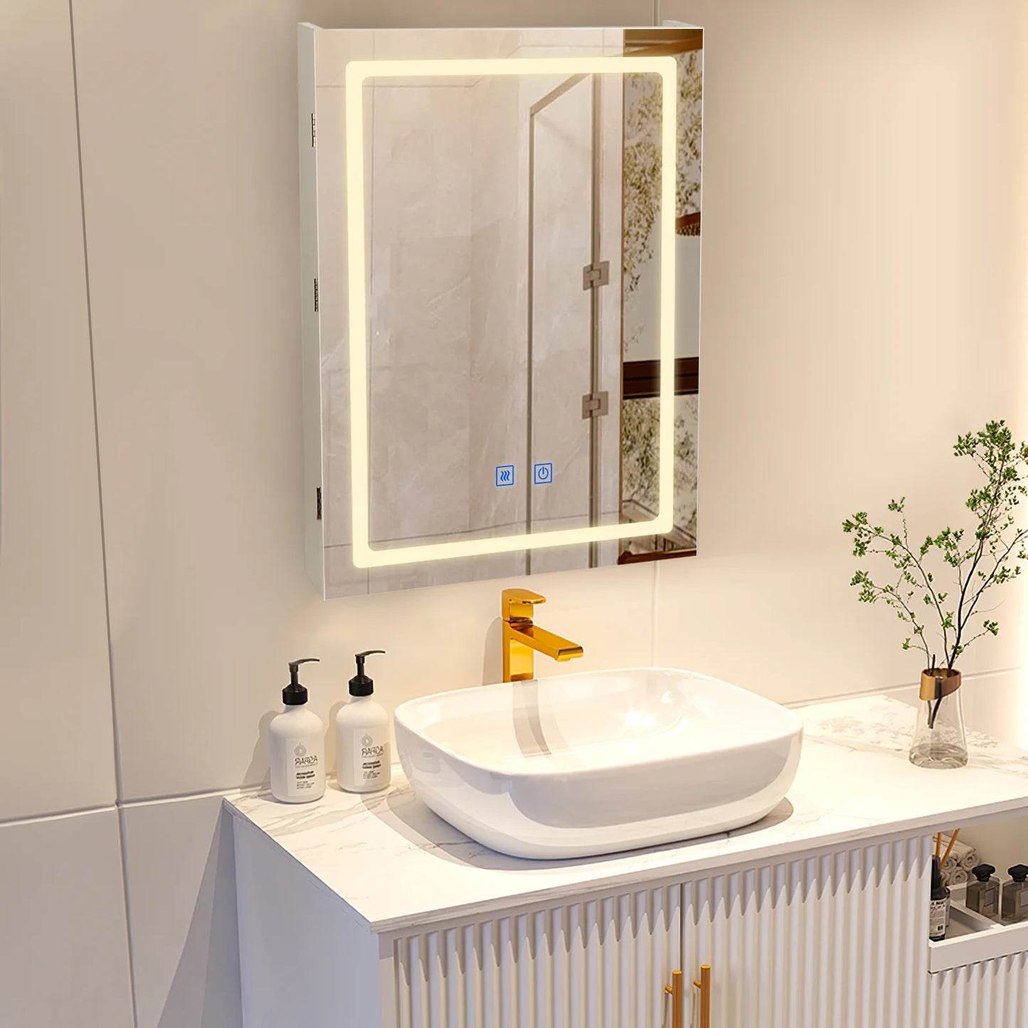 VOWNER LED Bathroom Cabinet With Defogger And Dimmer