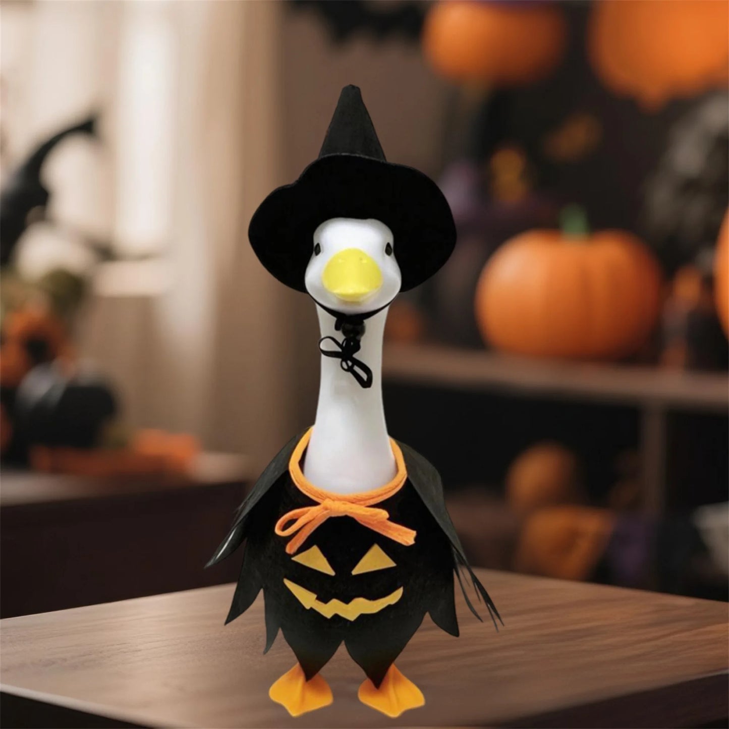 Halloween Porch Goose Outfits Ghost Costume and Hat Goose Statue Clothes Garden Decoration for Spooky Season