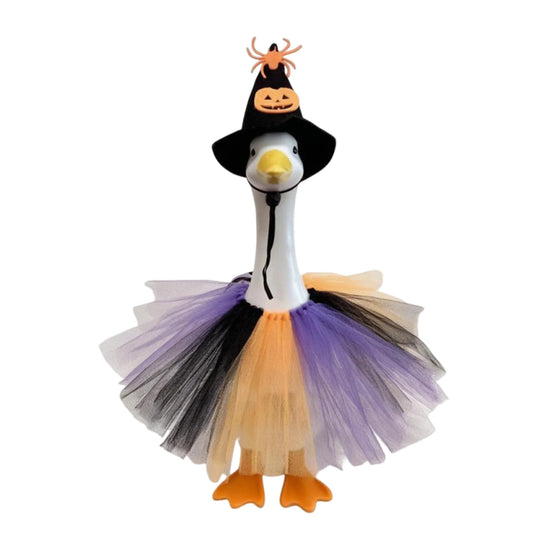 Halloween Porch Goose Outfits Ghost Costume and Hat Goose Statue Clothes Garden Decoration for Spooky Season
