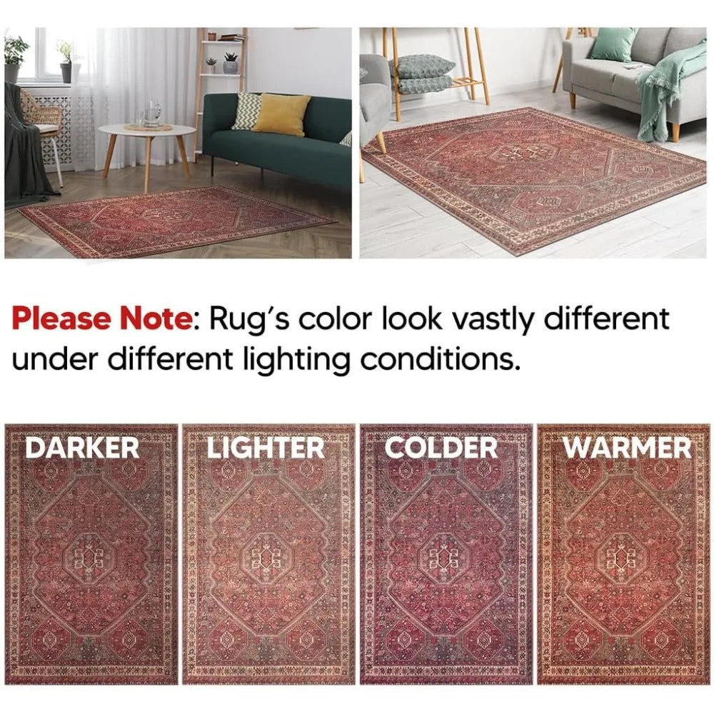 Keen Home Design 4x6 Rug - Machine Washable Area Rug with Non-Slip Backing, Ideal for Living Room, Dining Room, Bedroom - Vintag