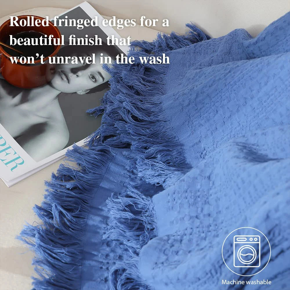 Simple Opulence Winter Cotton Throw Blanket Tassels