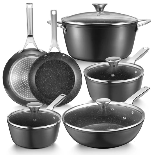 Induction Cookware Nonstick 10-Piece Set Pots and Pans for Induction