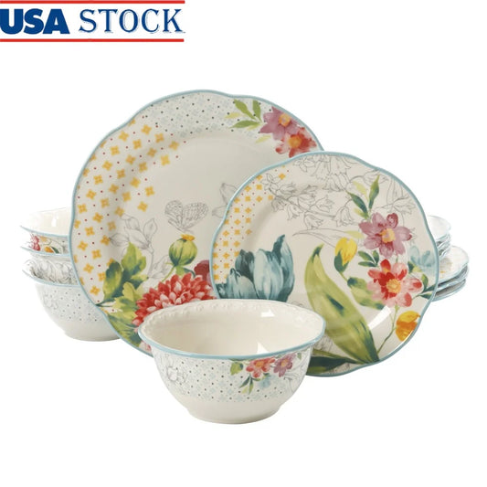Blooming Bouquet Stoneware Dinnerware Set Floral Pattern
