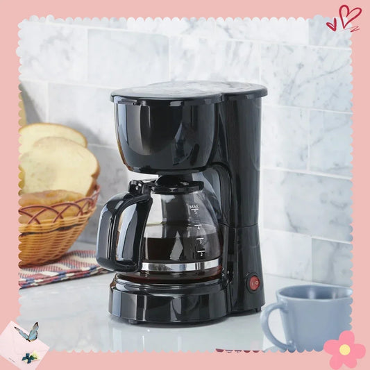 Black 5 Cup Drip Coffee Maker With Removable Filter Basket