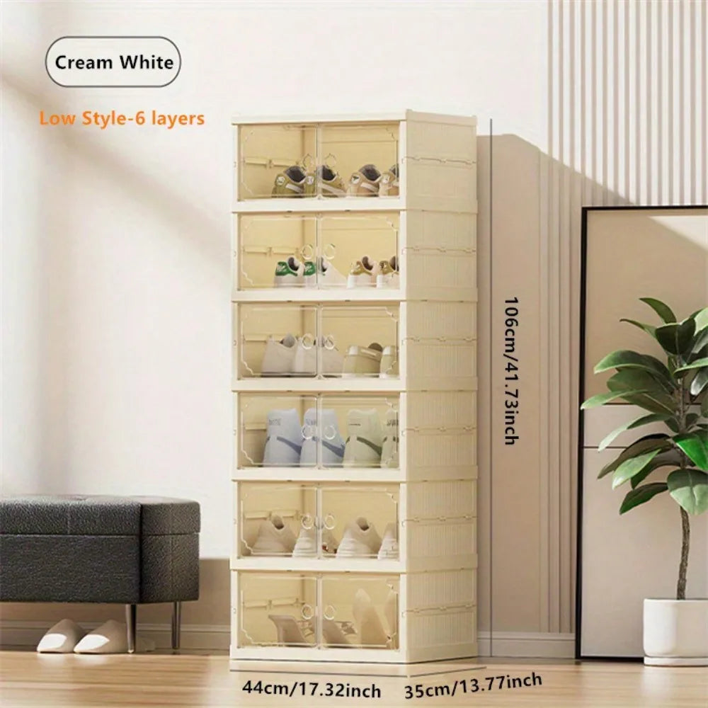 Portable Folding Shoe Organizer With Clear Door For Closet