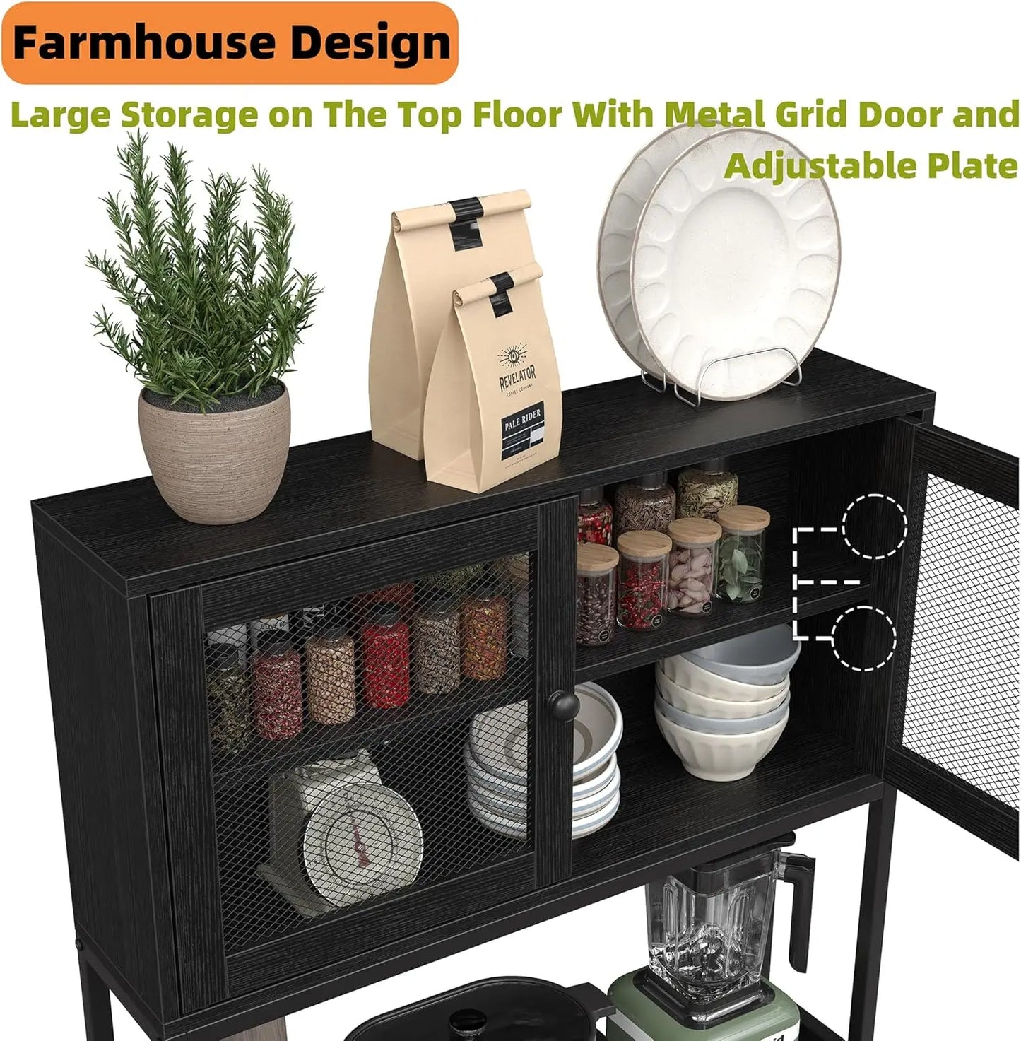 6 Tier Kitchen Bakers Rack With Power Outlet And Shelves